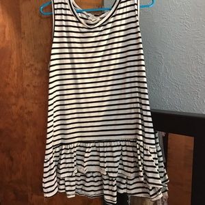 Black & white stripped tank with ruffles